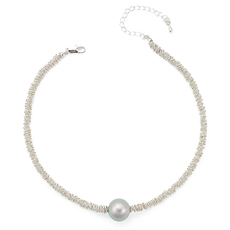 316L Stainless Steel Silver Plated Beaded Pearl Collar Necklace Manufacturing
