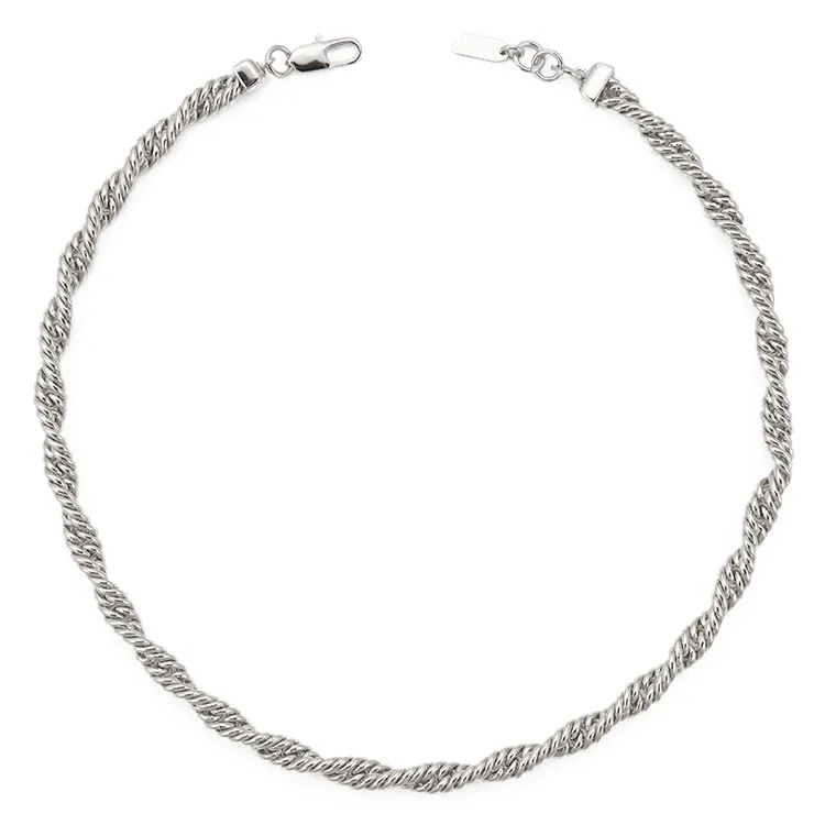 OEM Brass Rhodium Plated Twist Chain Necklace Source Factory