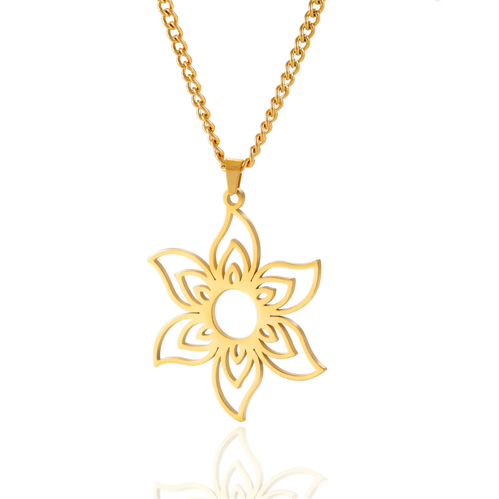 stainless steel hollow birth flower necklace-custom made bulk jewelry manufacturer
