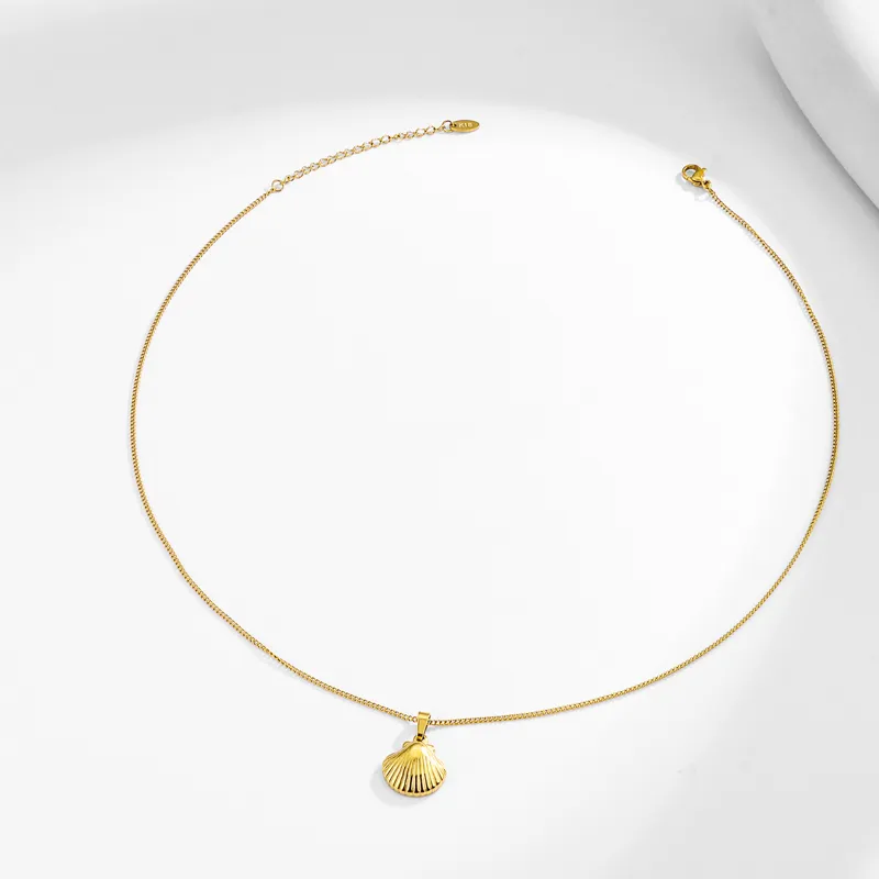 OEM 18K Gold Plated 316L Stainless Steel Shell Pendant O-Chain Necklace