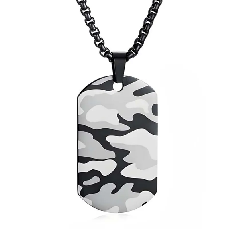 316L Stainless Steel Camouflage Dog Tag Pendant Necklace Manufacturing