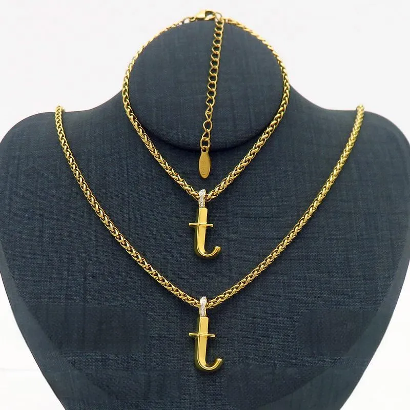 316L Stainless Steel 18K Gold Plated Double-Layered T Initial Necklace Direct Factory