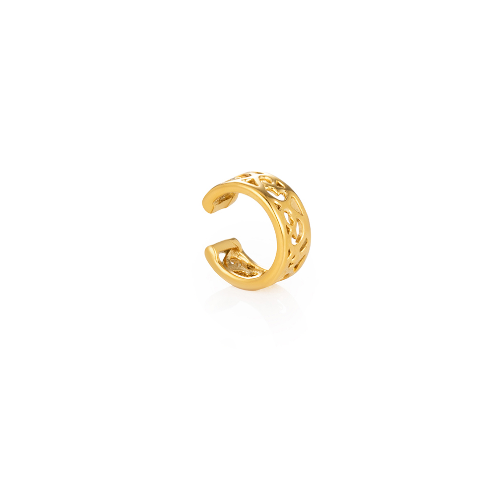 Haosen Small Batch Production 304 Stainless Steel Gold Intricate Clip-on Earrings Source Factory