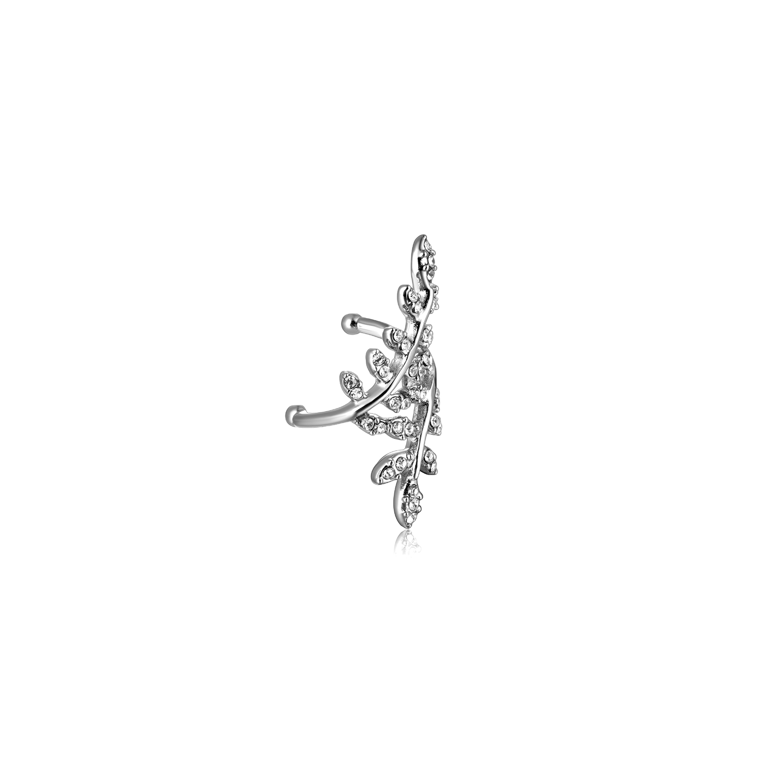 Haosen Fast Shipping 304 Stainless Steel Zircon Leaf Non-pierced Earrings Direct Source