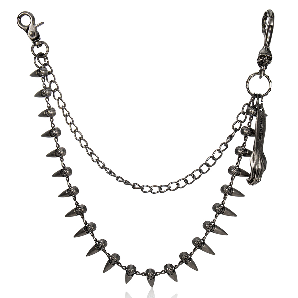 OEM ODM Motorcycle Streetwear Skeleton Spike Double Layer Pants Key Chain for Shopify Store Owner
