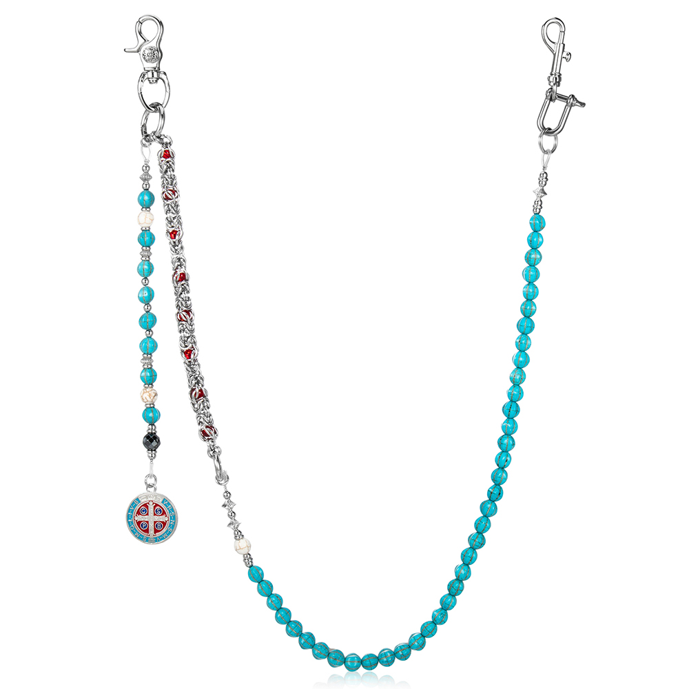 Streetwear Zinc Alloy Blue Bead Pocket Chain for Expert Jewelry Manufacturer