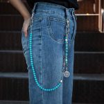 Streetwear Zinc Alloy Blue Bead Wallet Chain for Expert Jewelry Manufacturer