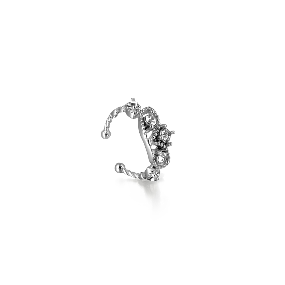 Haosen Small-volume Jewelry Production 304 Stainless Steel Crystal Crown Ear Clip Earrings