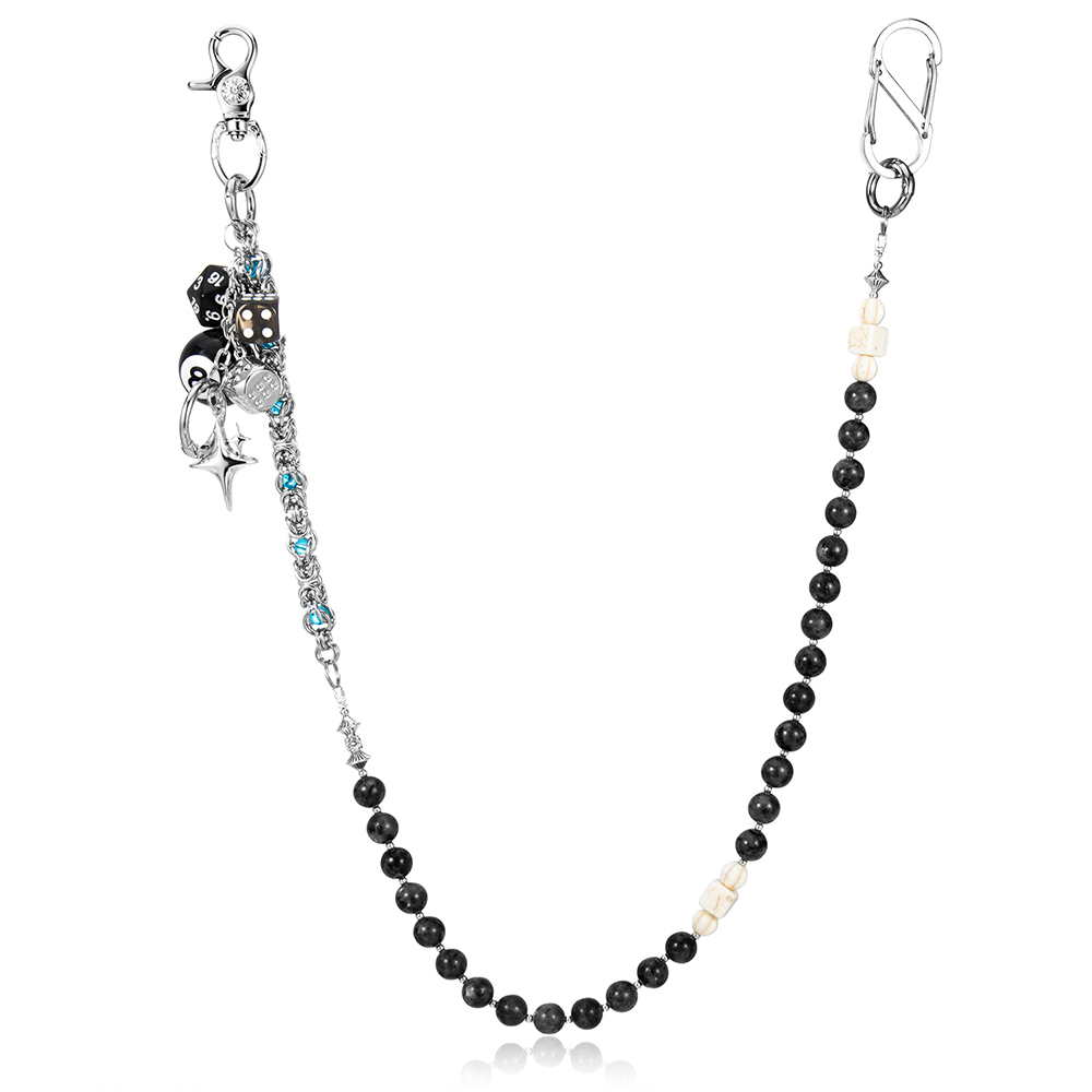 Hip Hop Dice Charm Black Acrylic Bead Trousers Chain for Bulk Jewelry Manufacturer