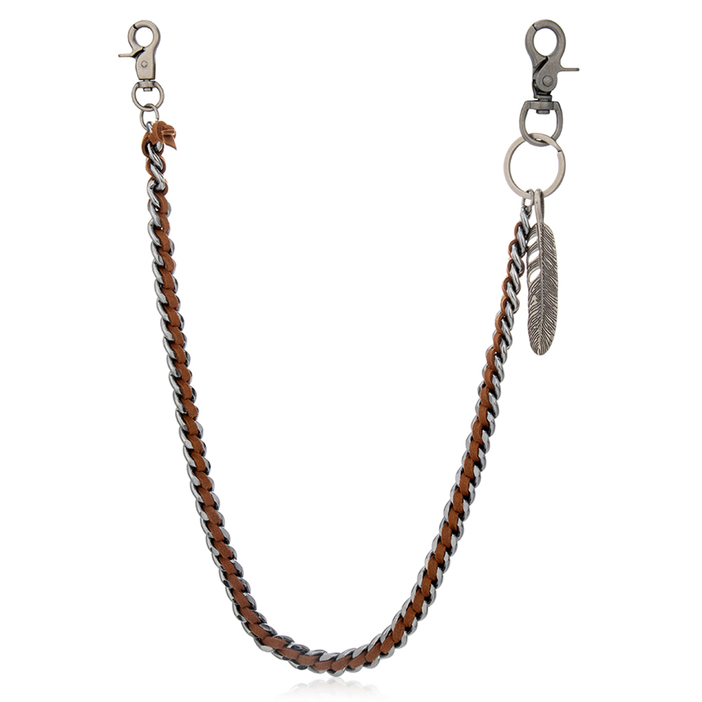 Zinc Alloy Iron Vintage Feather Charm Wallet Chain for Direct Supplier