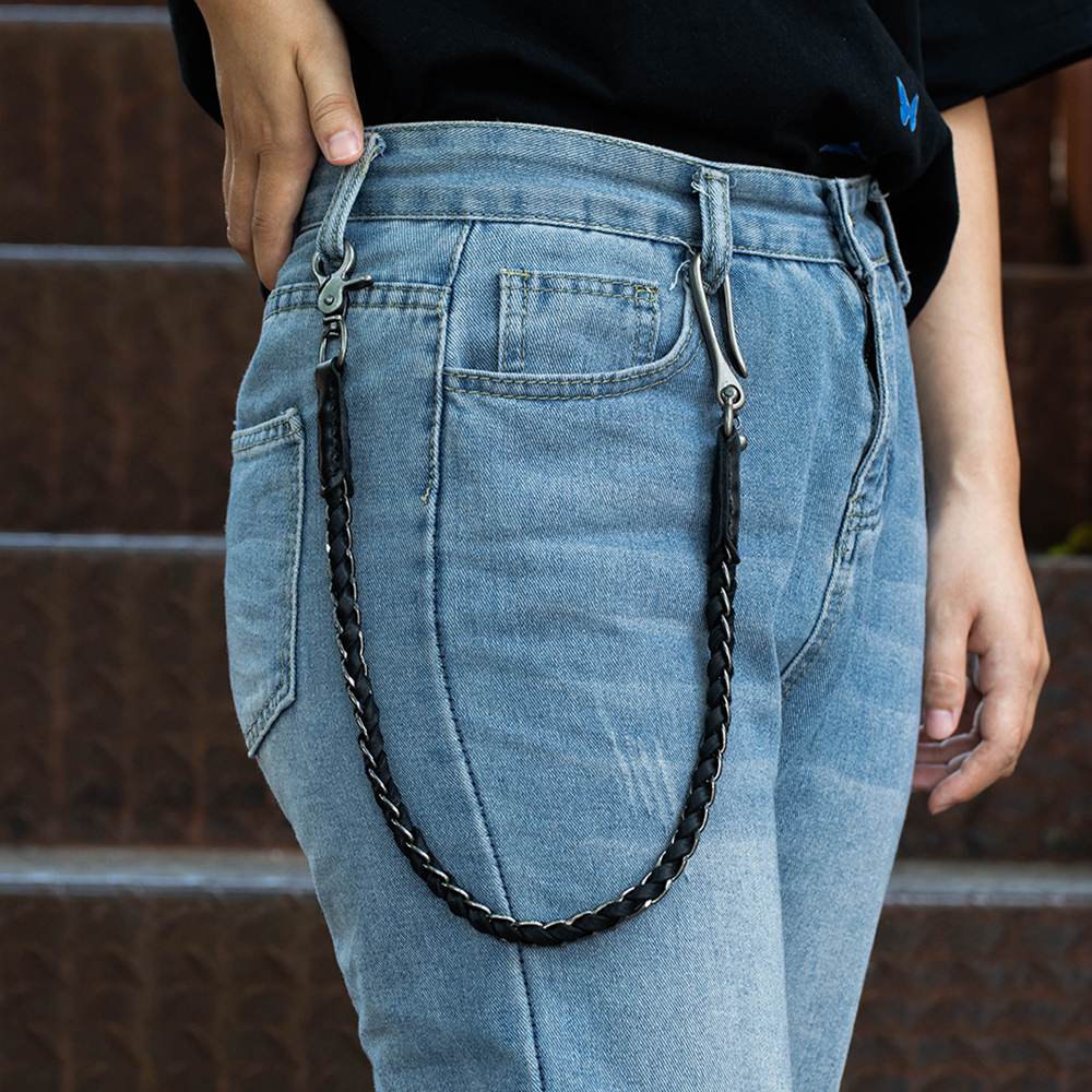 Vintage Zinc Alloy Braided Leather Trousers Chain for Manufacturers