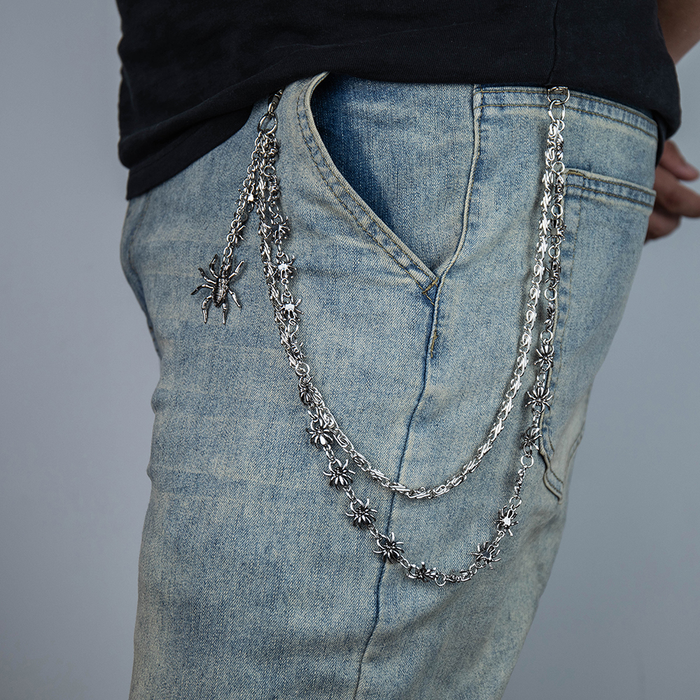 Gothic Curb Chain Spider Double Layer Jeans Pant Chain for China Jewelry Factory