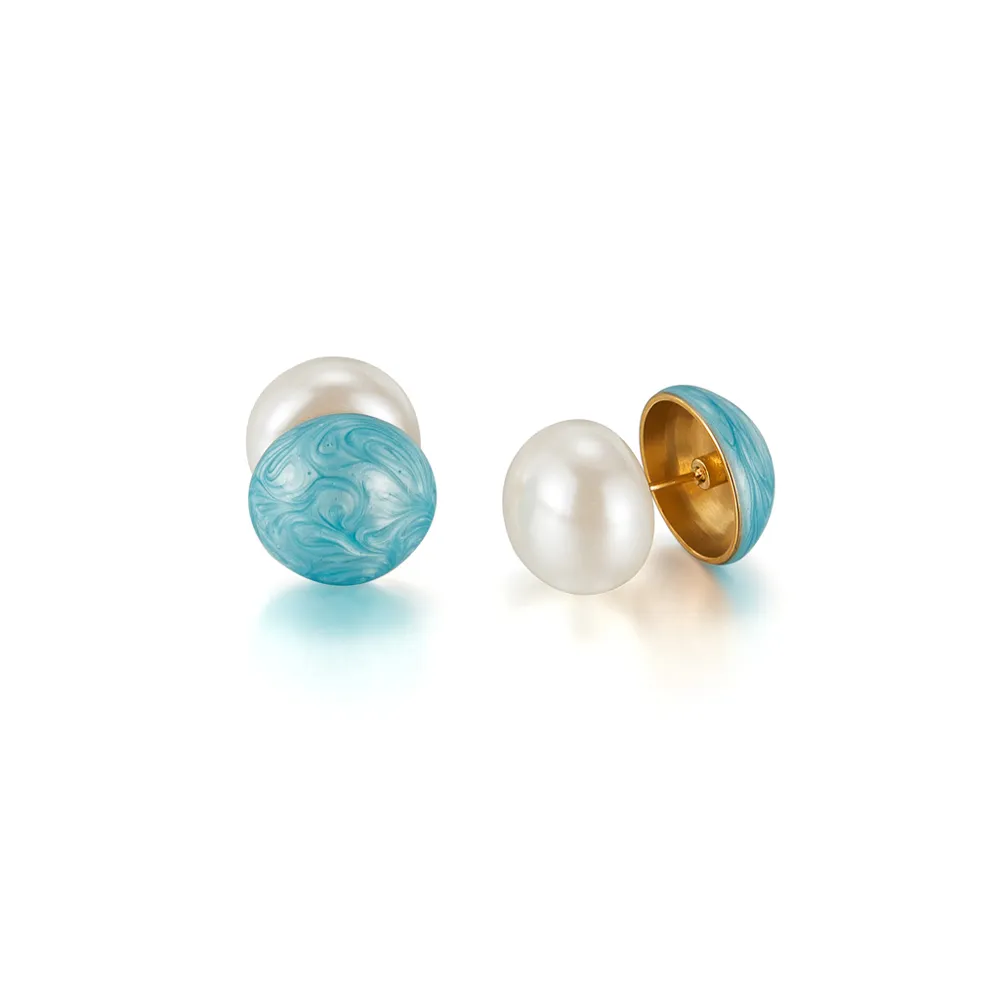 Stainless Steel Enamel Imitation Pearl Earrings OEM Factory Wholesaler