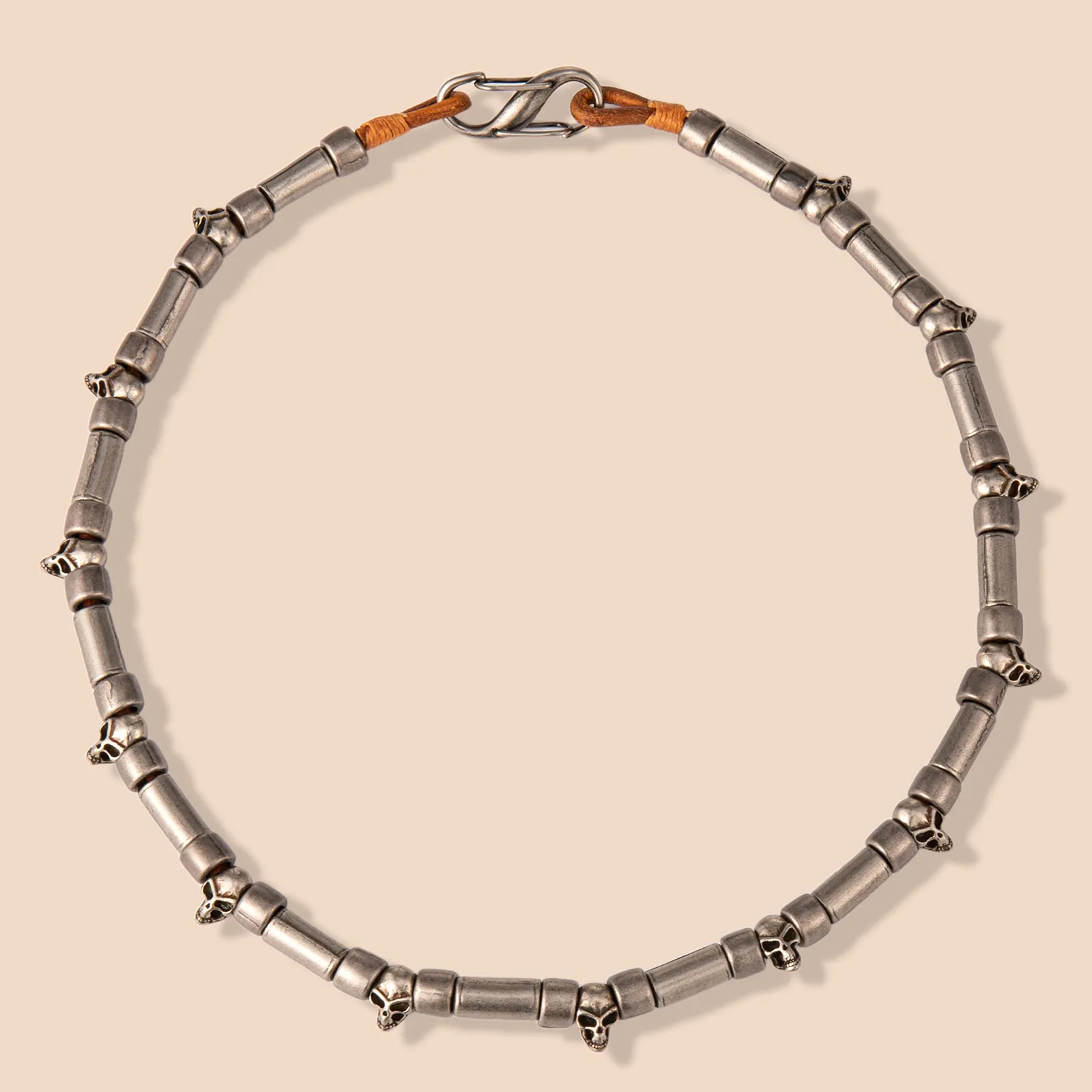 Bespoke cylinder and skull spacer chain necklace supplier