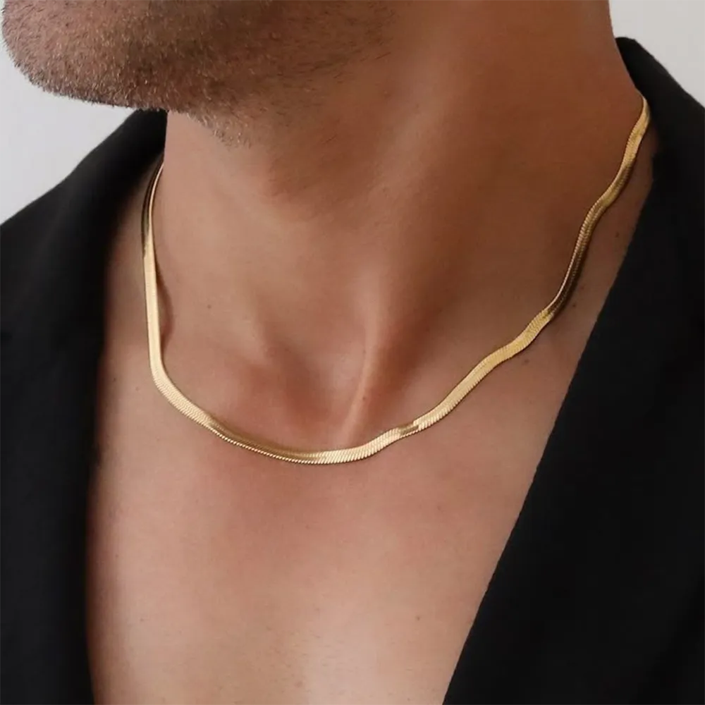 Bespoke stainless steel flat snake chain necklace for men supplier