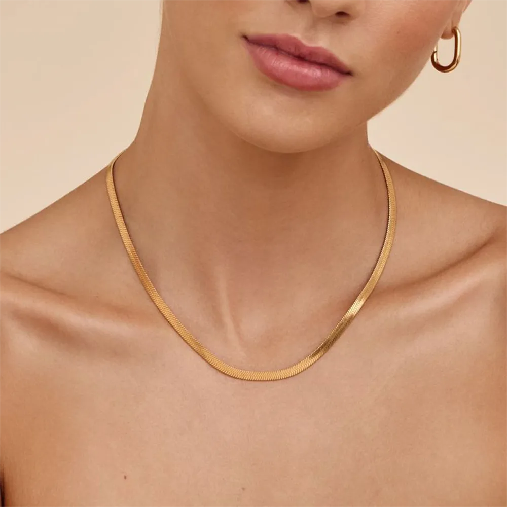 Direct factory stainless steel flat chain necklace for women