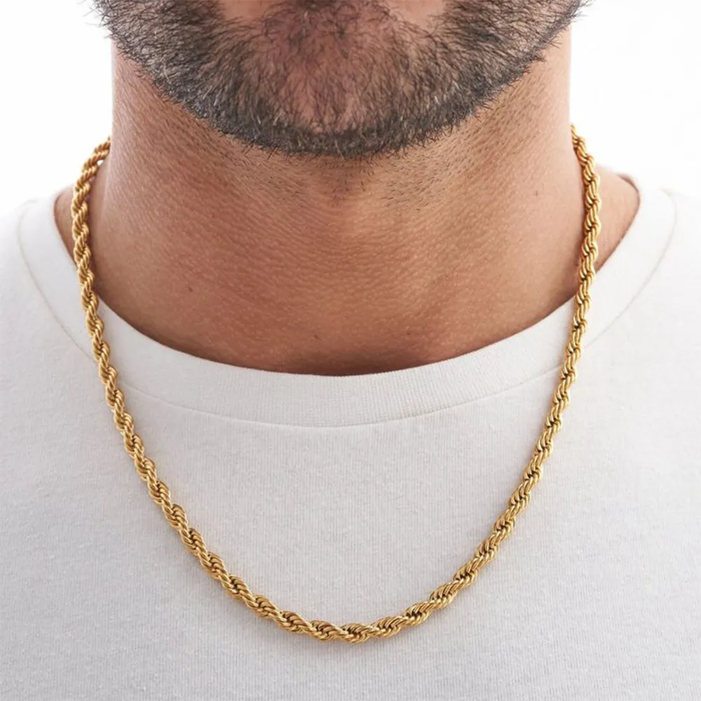 Leading manufacturer stainless steel rope chain necklace for men customization