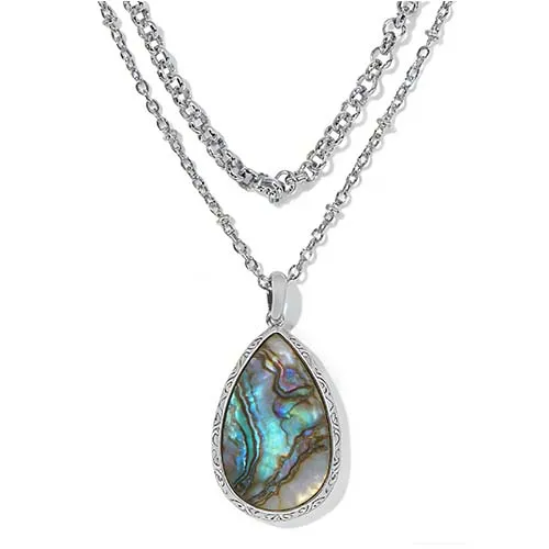 Abalone Single-Stone Pendants with Stainless Steel
