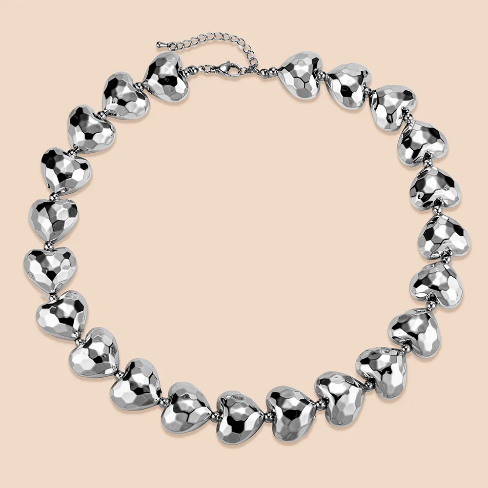 Bulk Order Stainless Steel Silver Heart Chain Choker Necklace ODM Partner