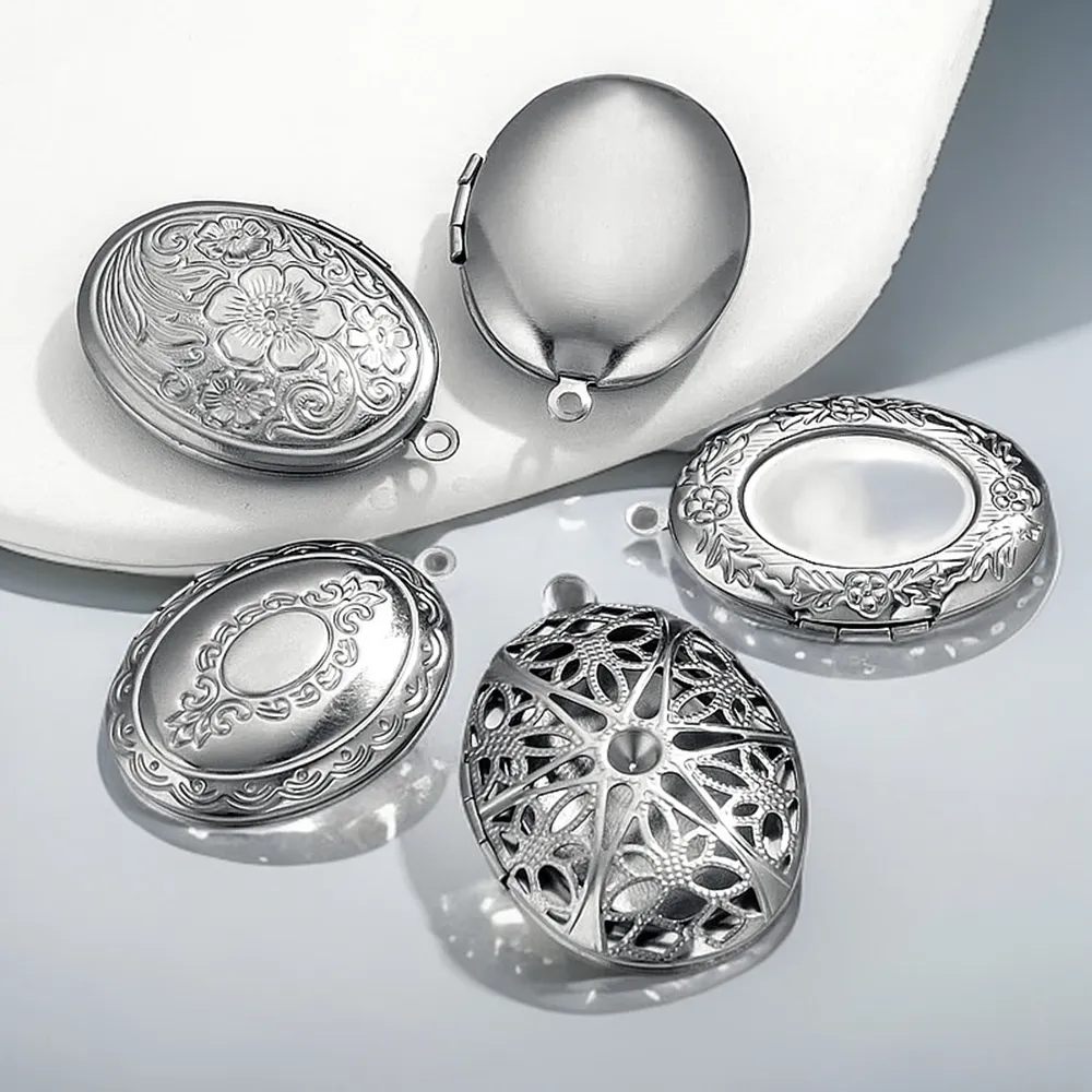 Custom types of 316L stainless steel oval locket necklace for online jewelry stores