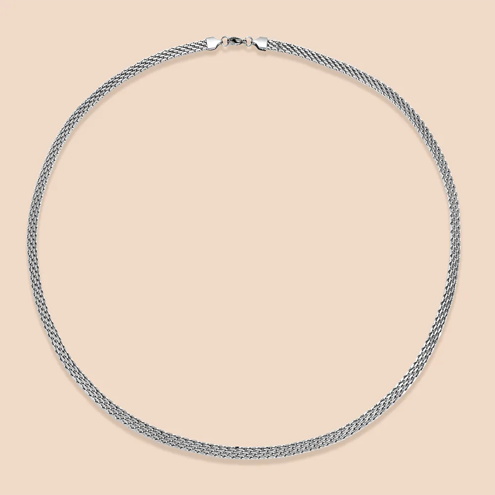 Customizable 316L stainless steel flat mesh chain necklace factory