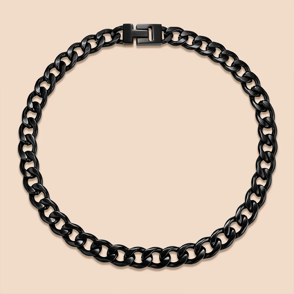 Customizable wide agate black stainless steel cuban chain supplier
