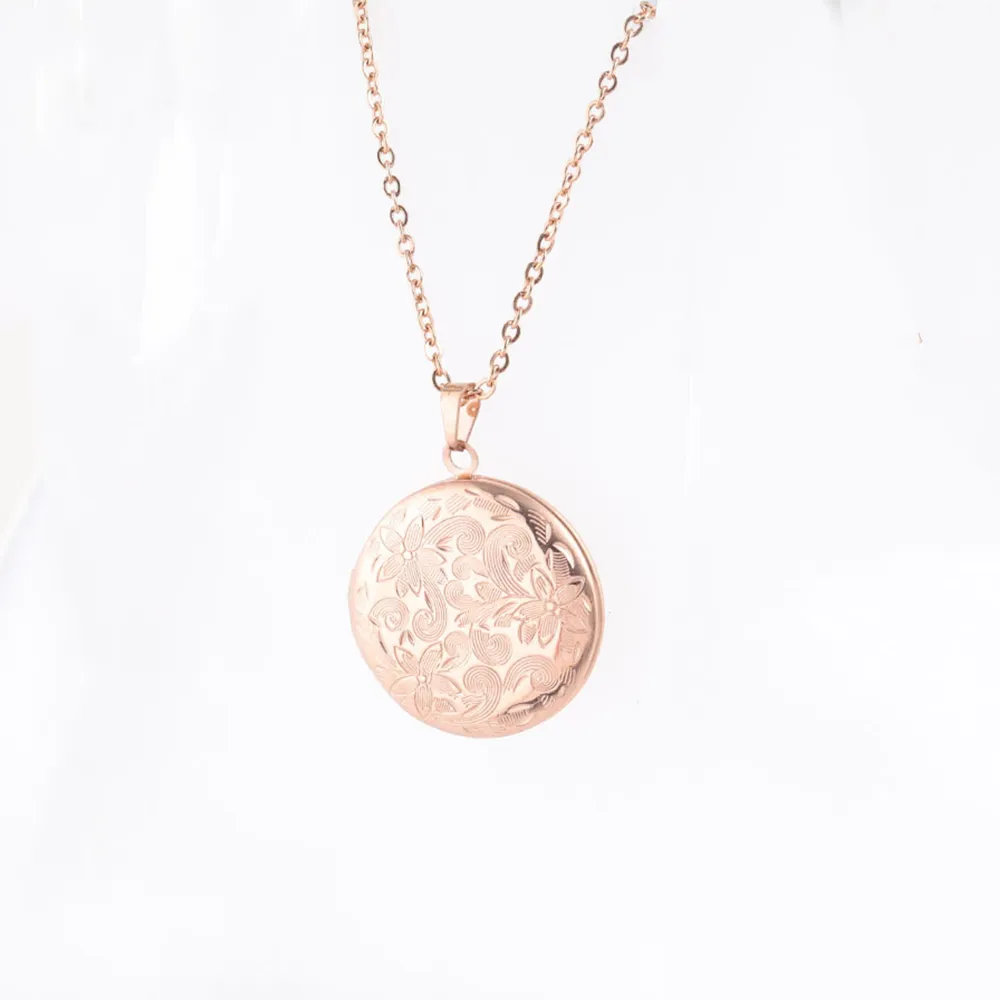 Direct factory 316L stainless steel pattern photo locket necklace for wholesaler
