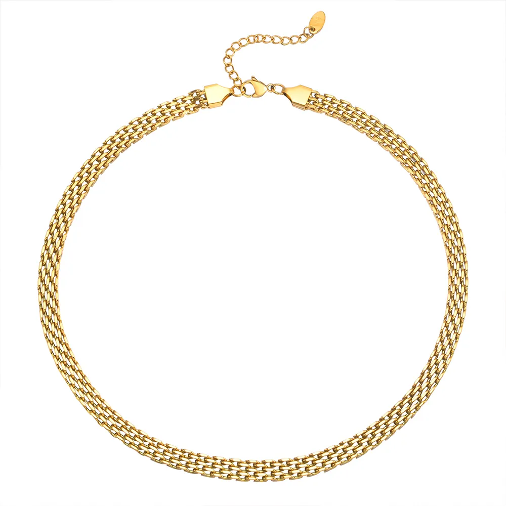 Direct factory gold stainless steel mesh chain necklace manufacturing