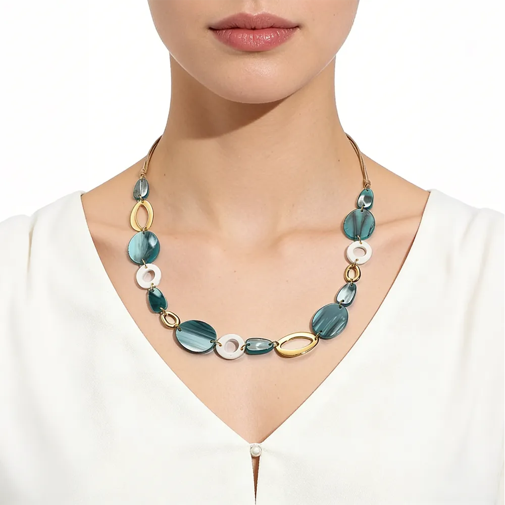 Female irregular bead resin and alloy necklace direct factory for retailers