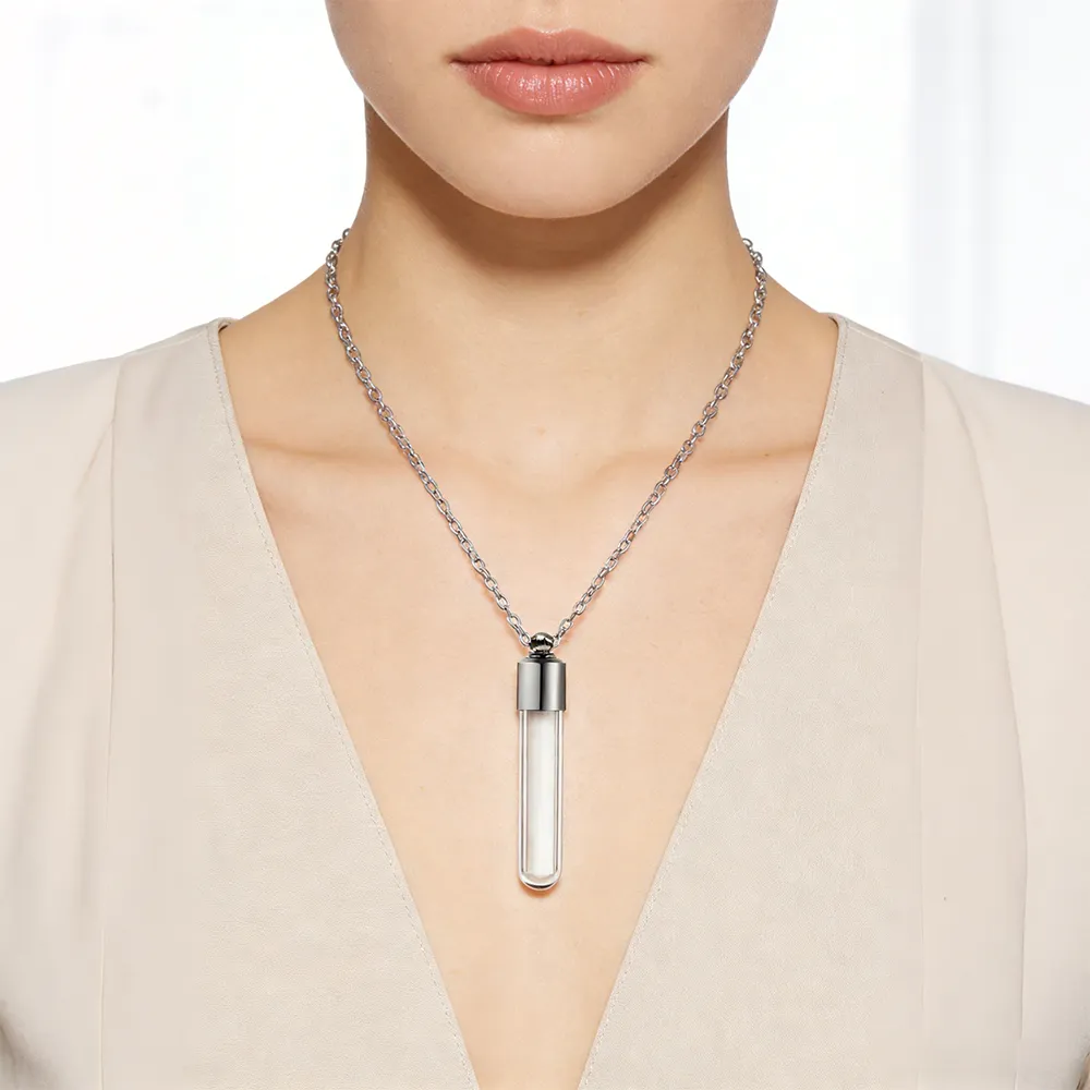 Female stainless steel urn locket necklace for independent jewelry designers
