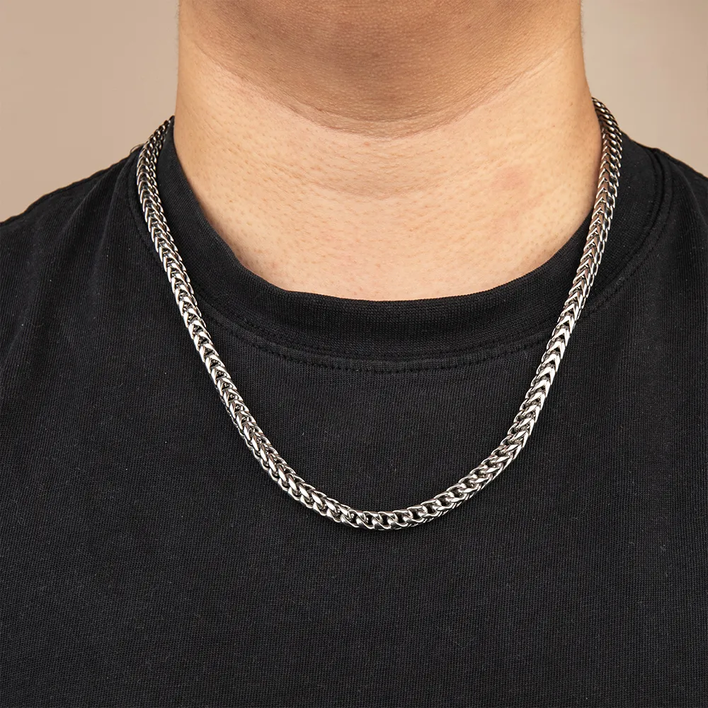 OEM 316L stainless steel square Cuban chain necklace for men manufacturing