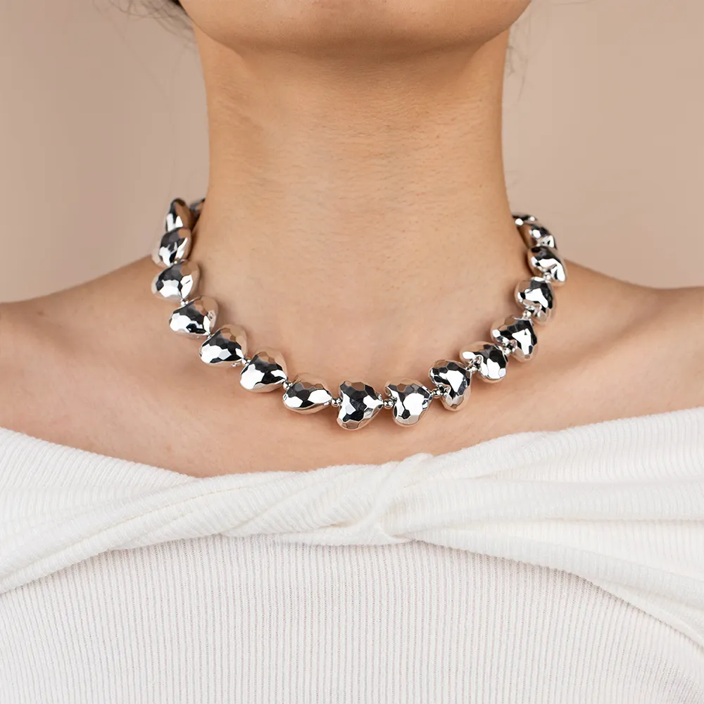 OEM Stainless Steel Silver Heart Chain Choker Necklace for Women Factory