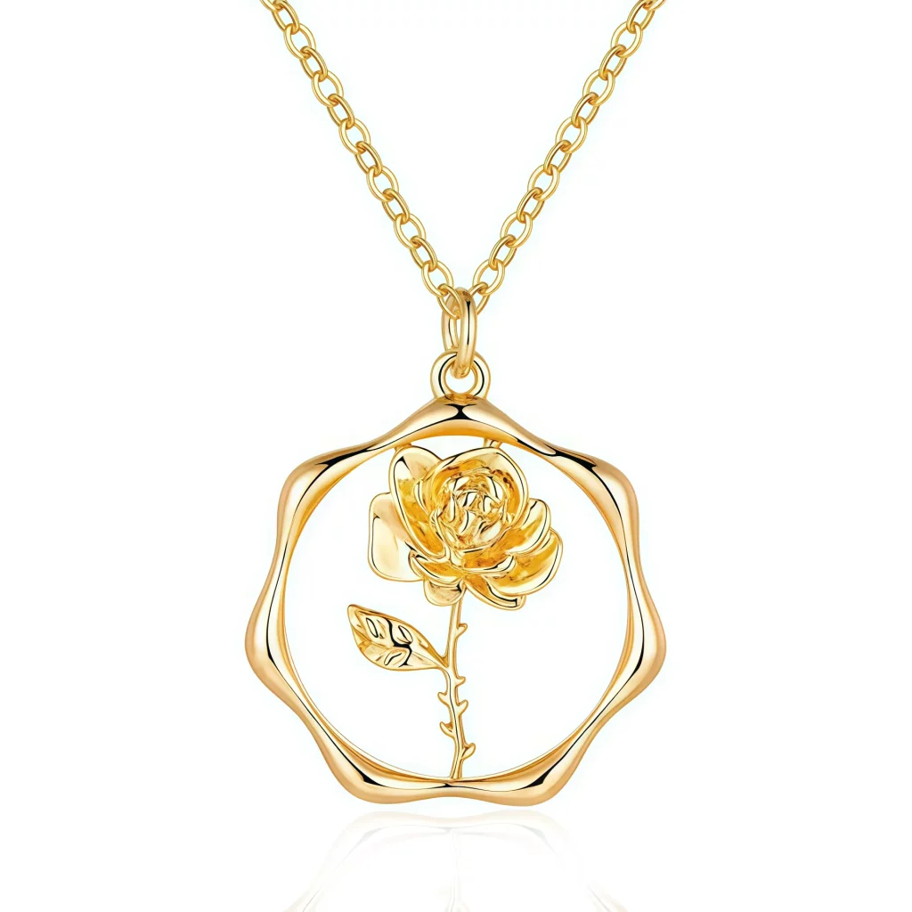 stainless steel june birth flower necklace-custom jewelry suppliers