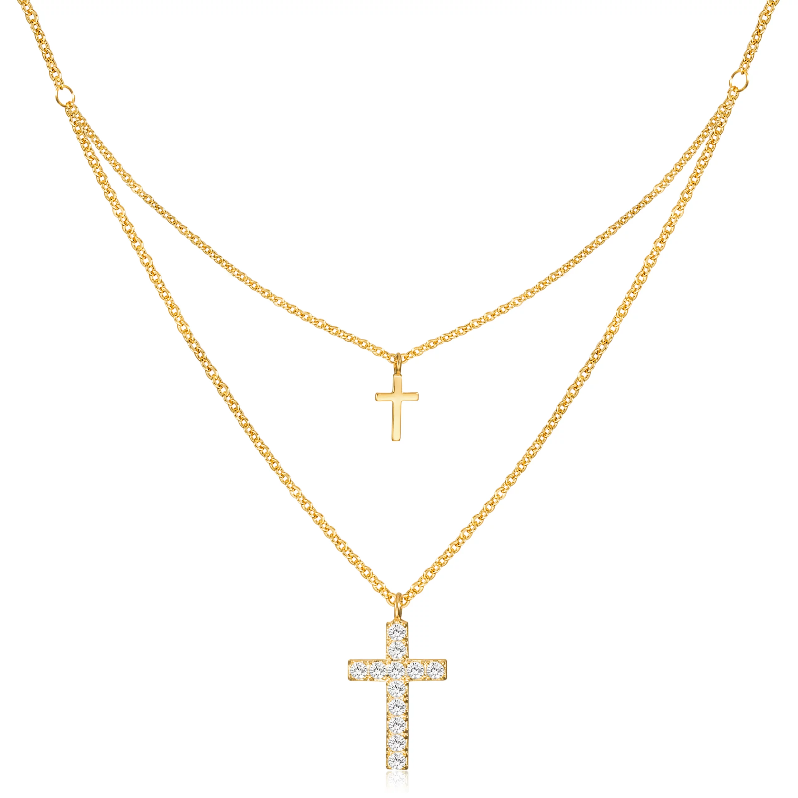OEM stainless steel double-layered cross necklace for businesses