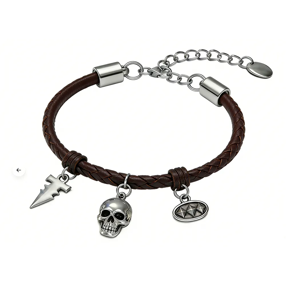 Street Dark-style Braided Leather Bracelet Jewelry Source Factory