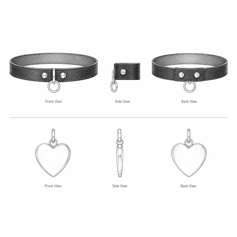316L stainless steel with leather choker chain. OEM/ODM custom jewelry manufacturer.